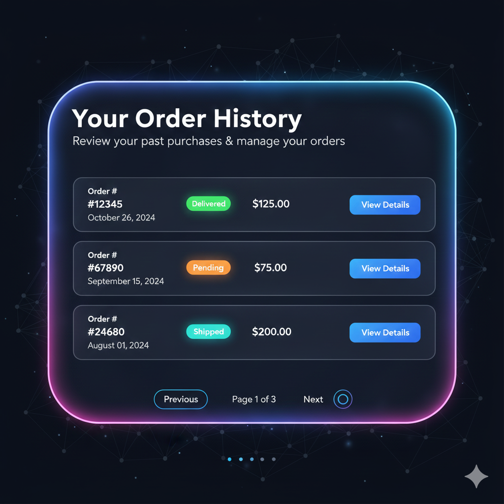 Order History Pages